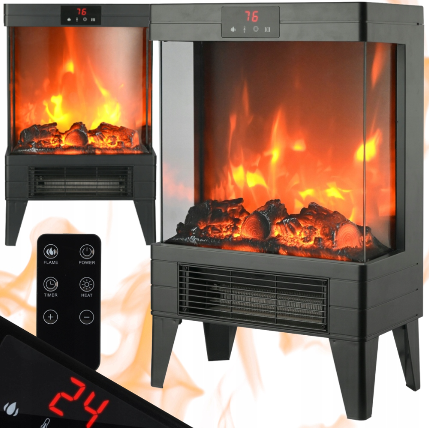 Moderný elektrický krb s realistickým 3D efektom plameňa